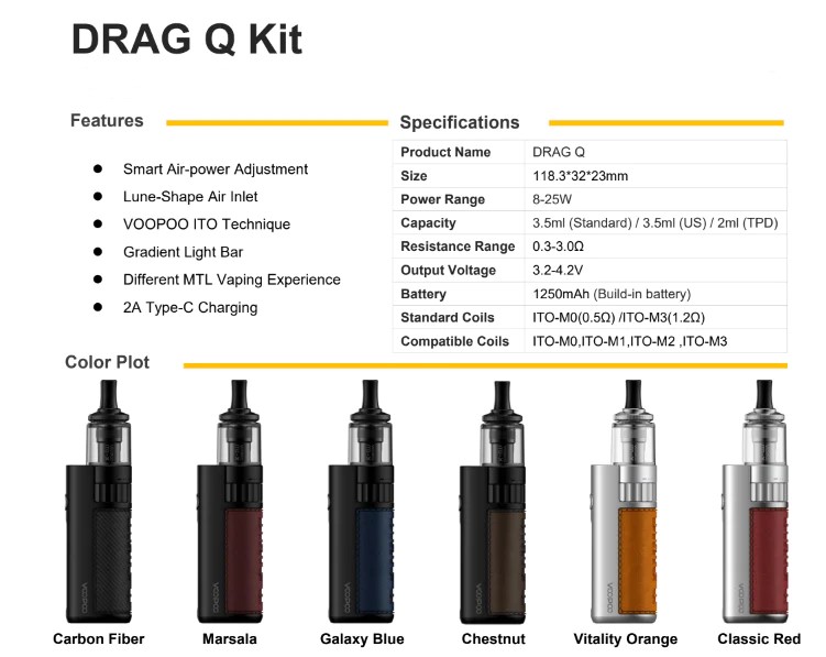 Voopoo Drag Q Pod Özellikleri